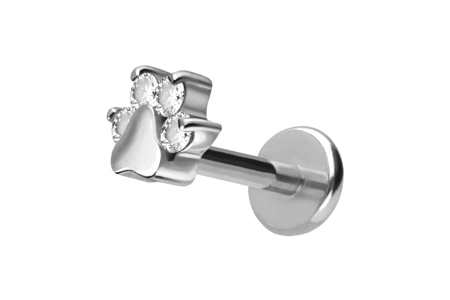 Titan Labret Piercing mit Push Fit KRISTALLPFOTE